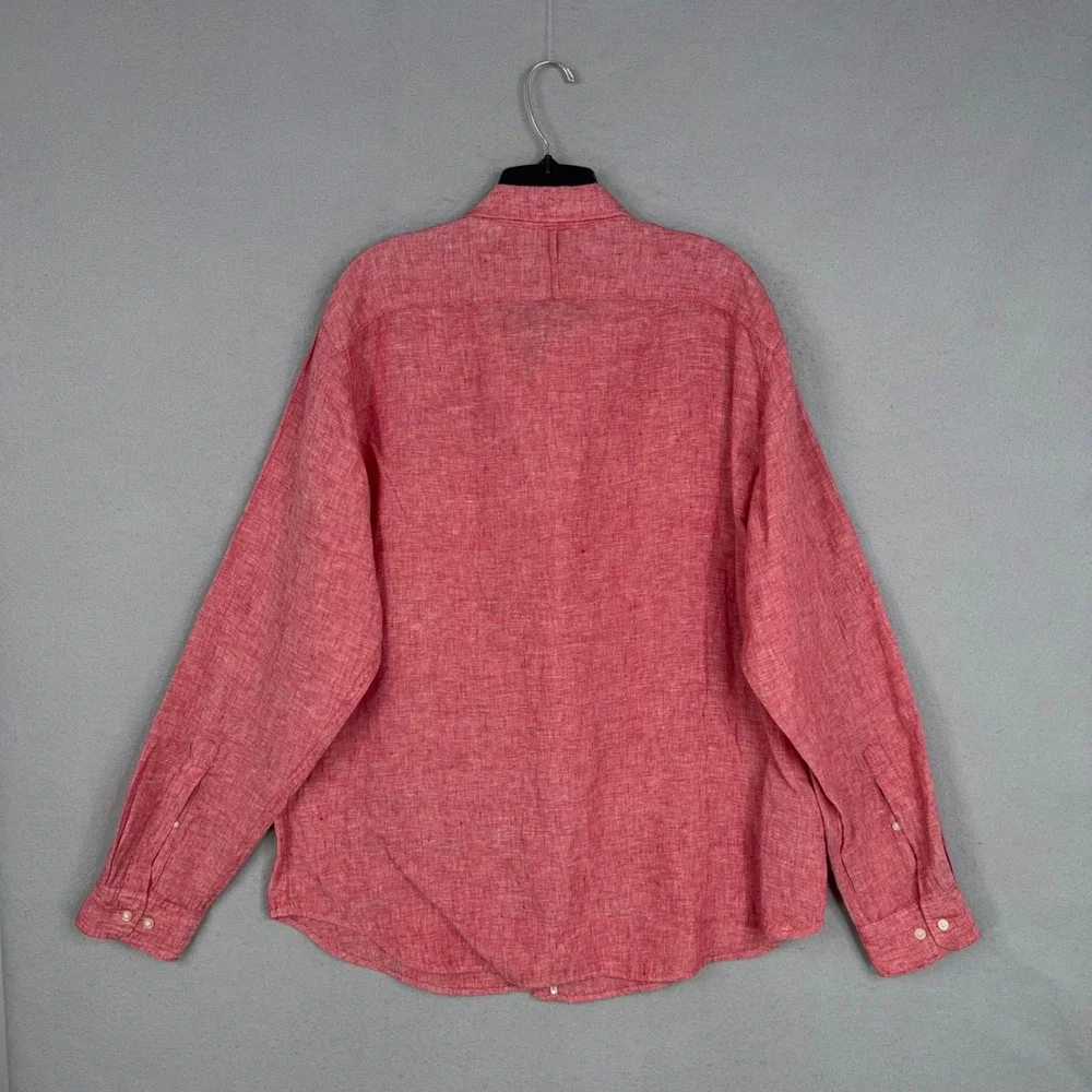 Banana Republic Button Up Shirt Mens XL Red Linen Camden Fit Casual Summer